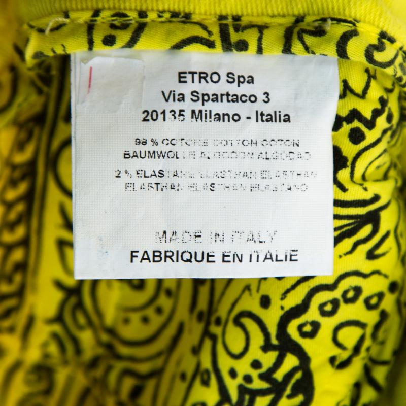 Etro Neon Yellow Geometric Motif Embroidered Denim Skinny Jeans M 1