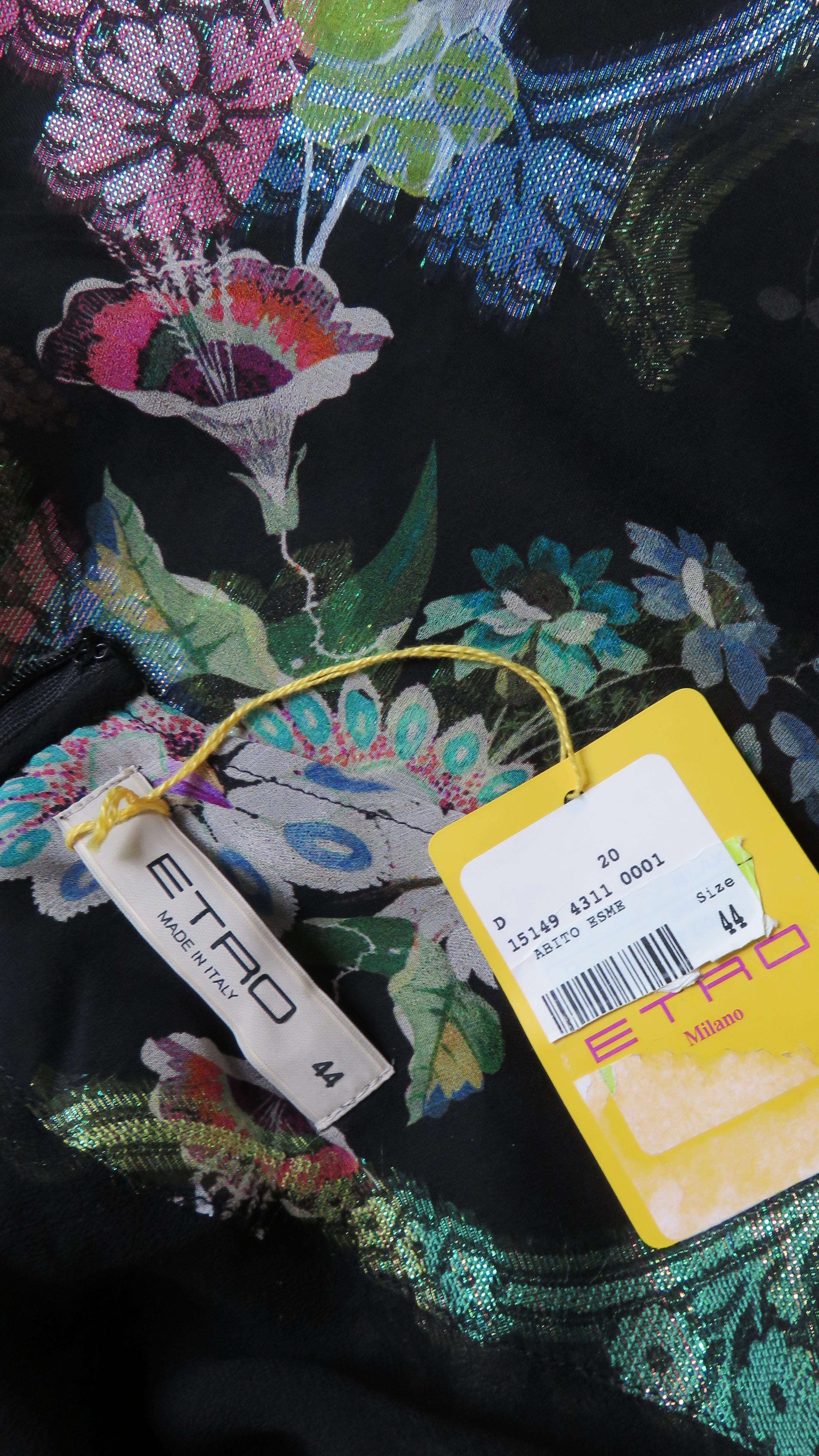 Etro New Flower Print Silk Backless Dress 8