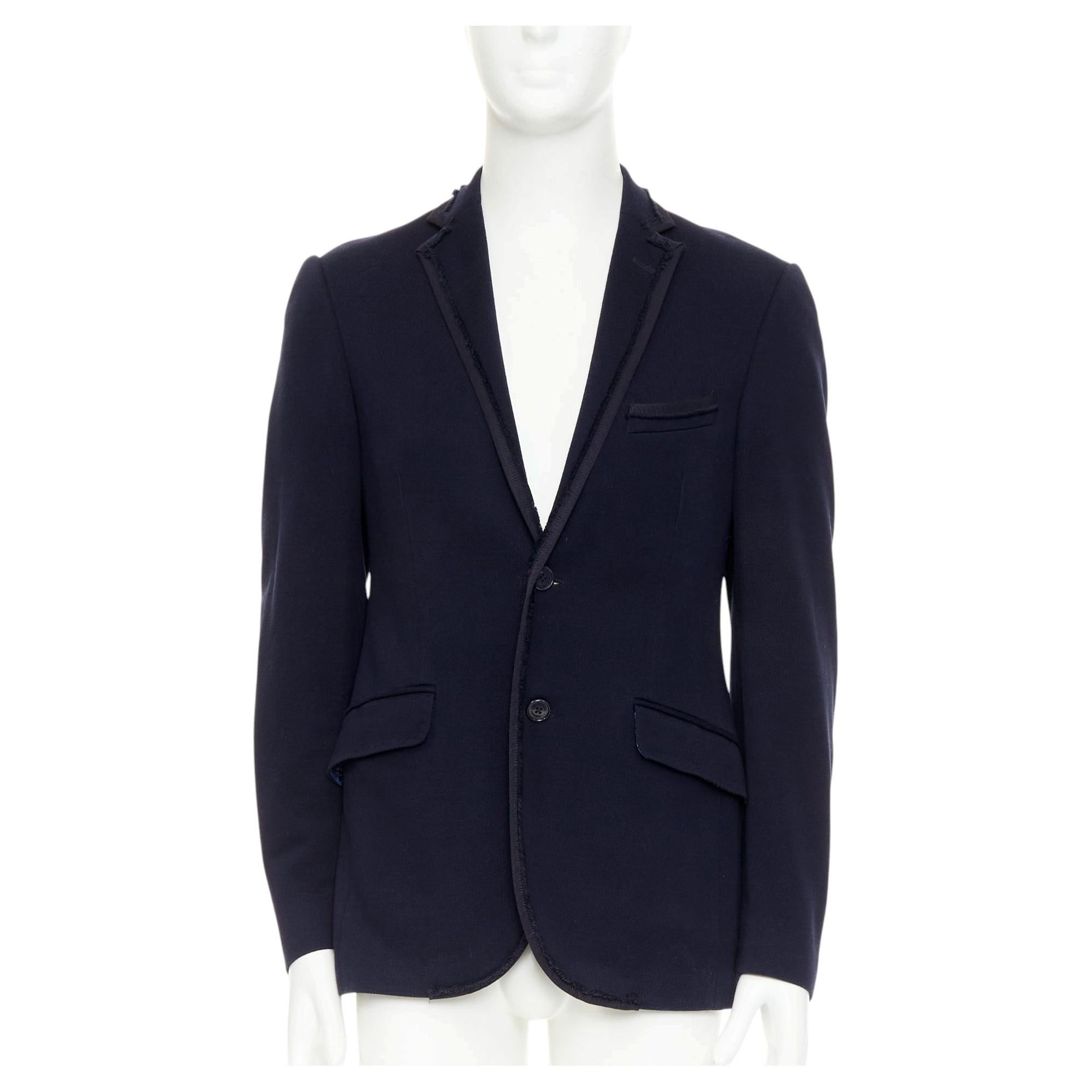 ETRO New Jersey cotton raw edge grosgrain paisley lined half canvas blazer IT48
