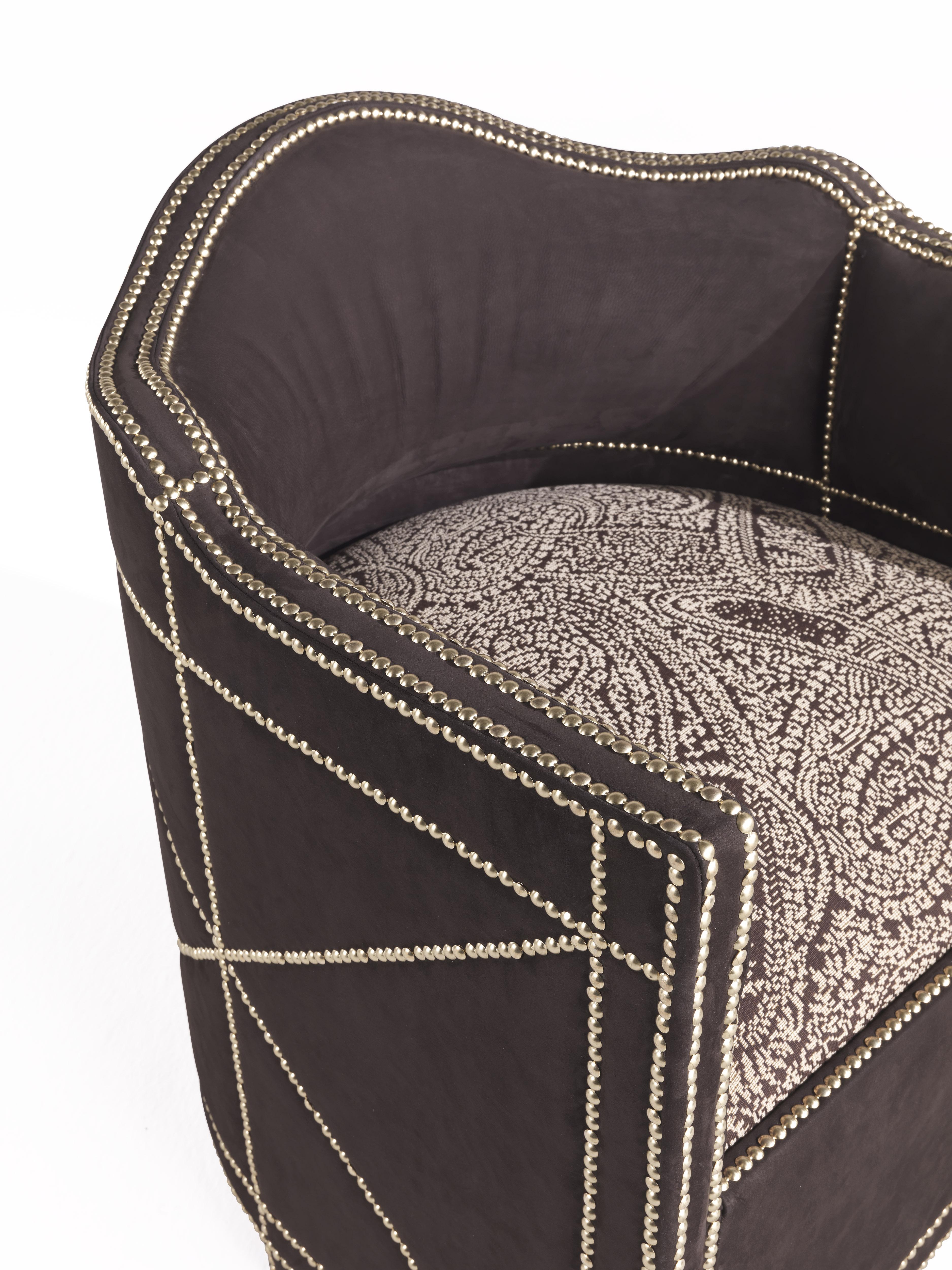 Modern 21st Century Nubia Armchair in Leather and Fabric by Etro Home Interiors