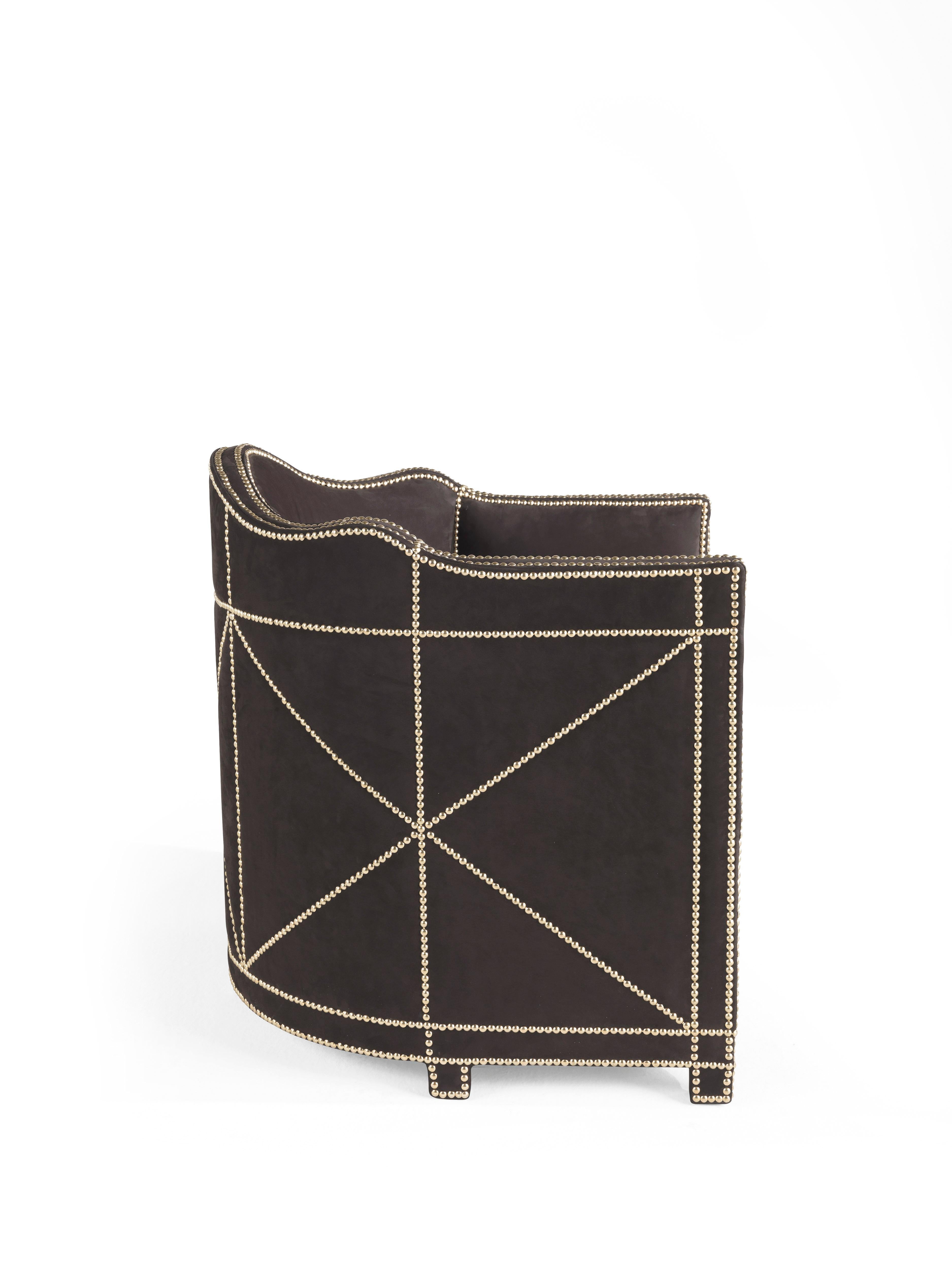 Fauteuil Nubia du 21e siècle en cuir et tissu par Etro Home Interiors Neuf à Cantù, Lombardia