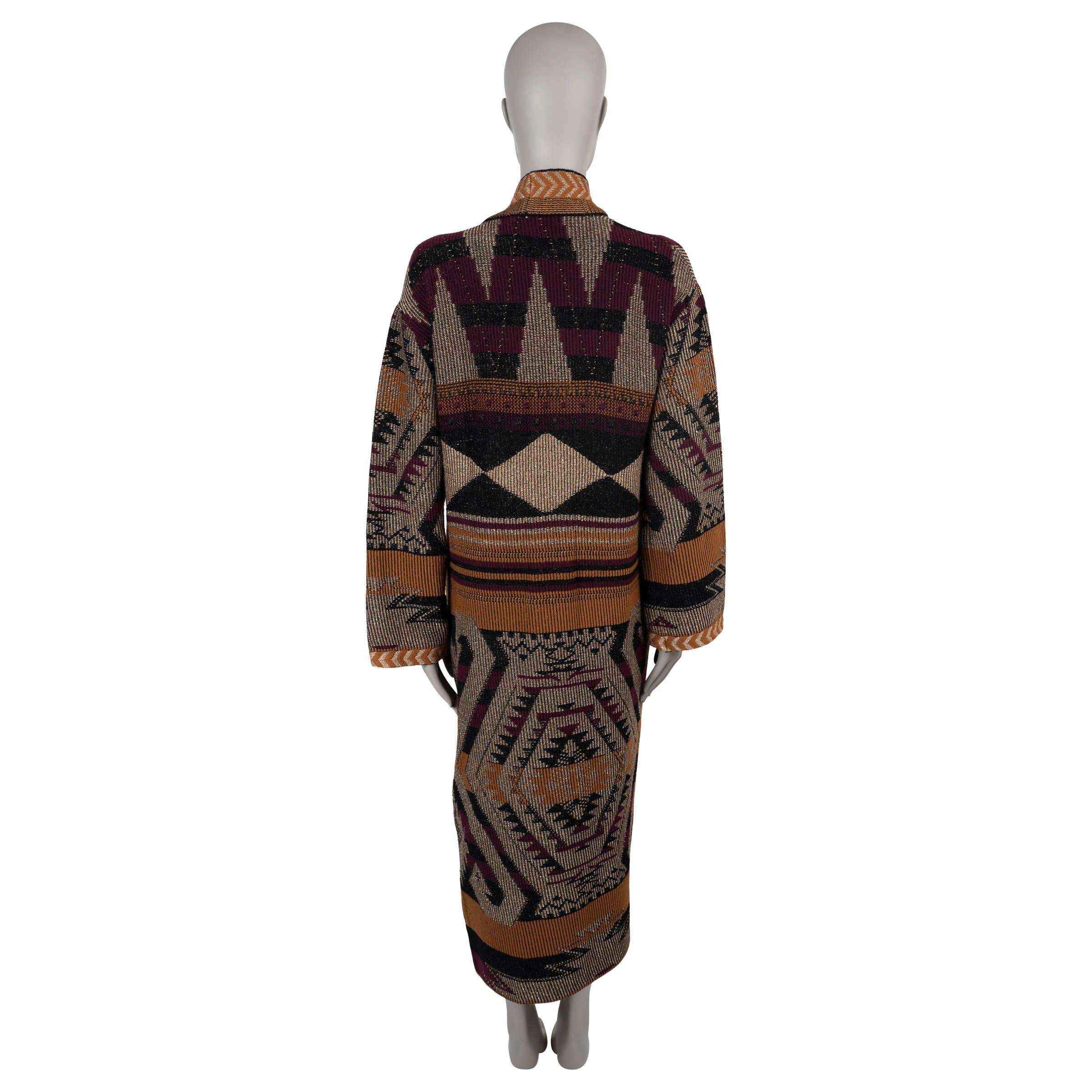 Black ETRO ochre silver viscose 2018 OVERSIZED JACQUARD KNIT Cardigan Sweater 40 S