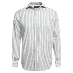 Etro Camicia in cotone stampato bianco sporco con bottoni davanti M. I.