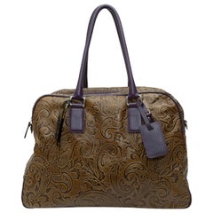 Etro Olive Green & Dark Purple Paisley Handbag