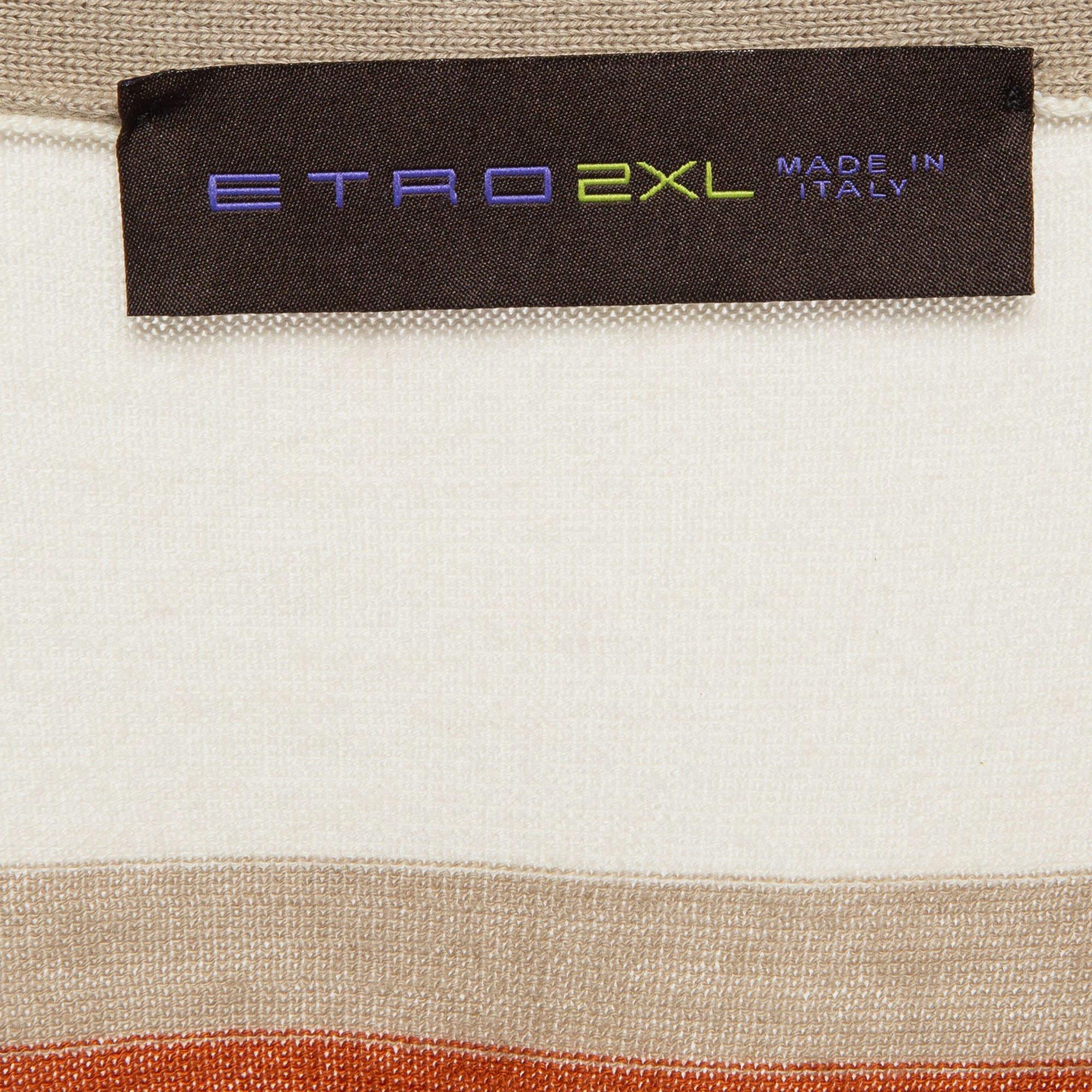 Cardigan Etro orange avec bordure en fausse daim et boutons sur le devant XXL Neuf - En vente à Dubai, Al Qouz 2