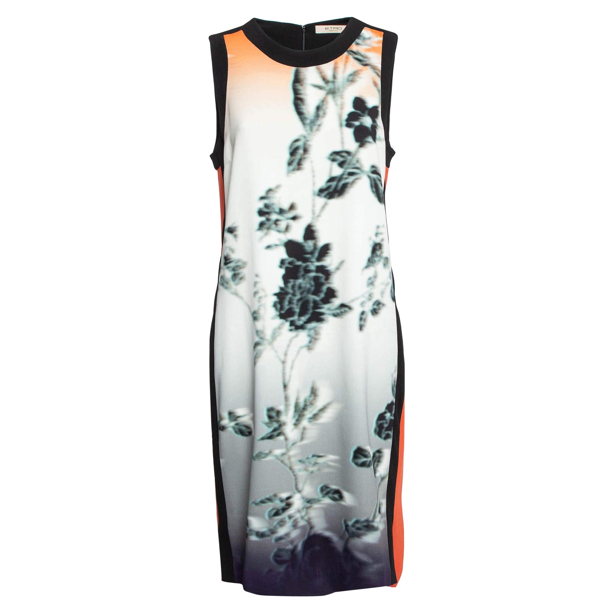 Etro Orange Floral Print Crepe Shift Dress L
