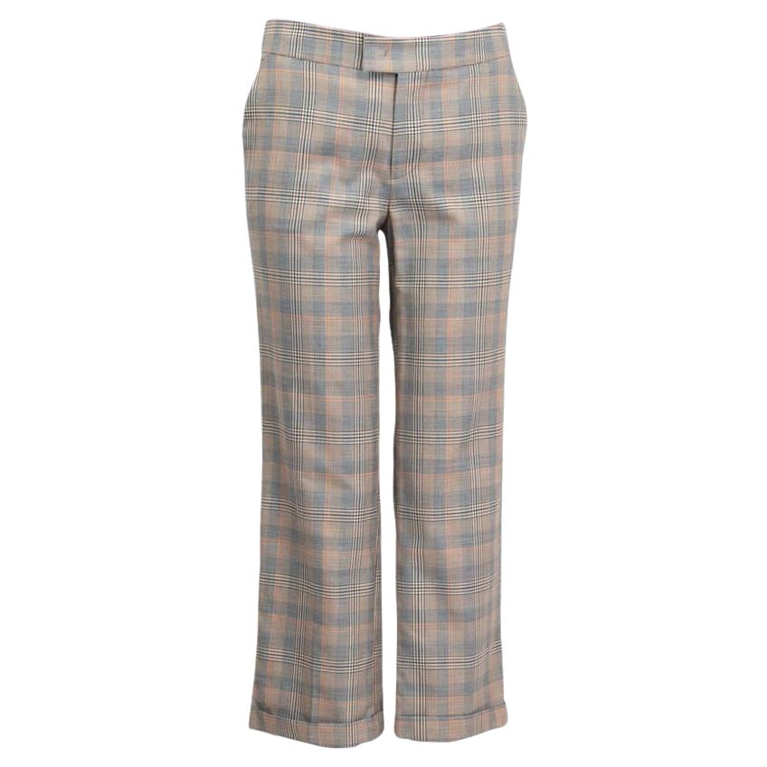 ETRO - Pantalon en coton orange et gris « PLAID CROPPED » 40 S