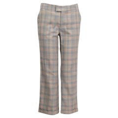 ETRO orange & grau Baumwolle PLAID CROPPED Hosen 40 S