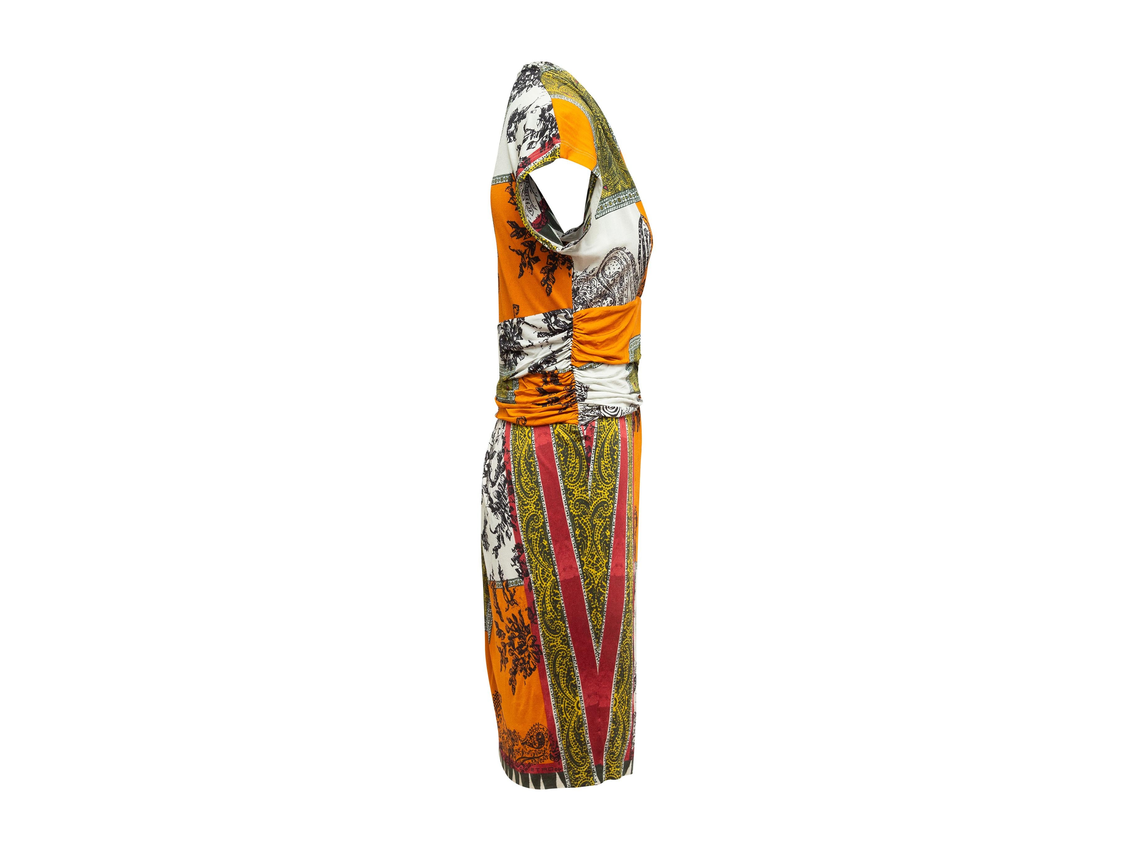 Etro Orange & Multicolor Abstract Print Dress In Good Condition In New York, NY