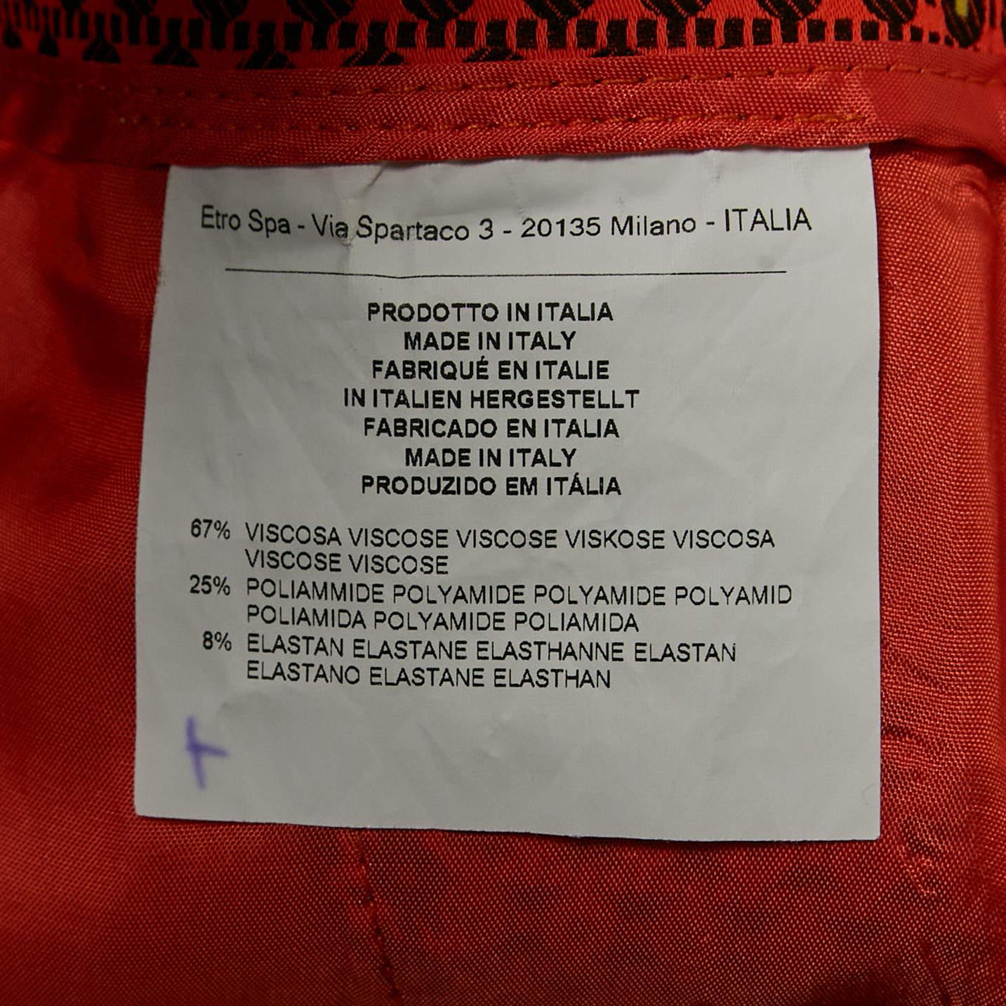 Pantalon en crêpe à motifs orange Etro M en vente 1