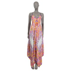 ETRO orange purple silk PAISLEY MOONLIGHT HANDKERCHIEF MAXI Dress S