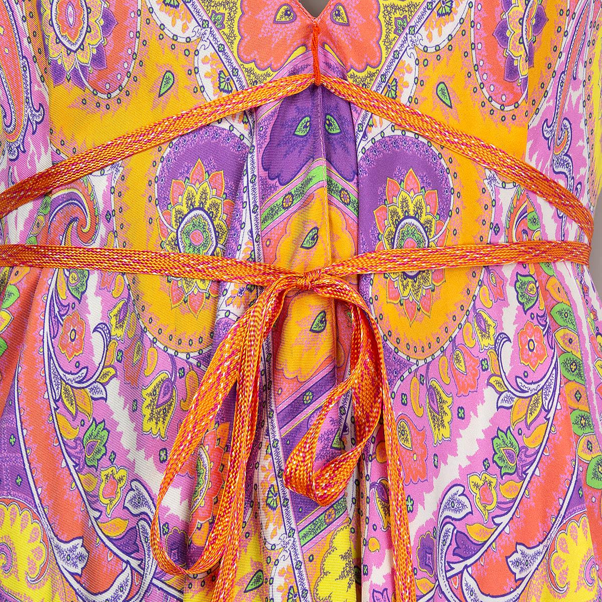 ETRO orange purple silk PAISLEY MOONLIGHT HANDKERCHIEF MAXI Dress S For Sale 2