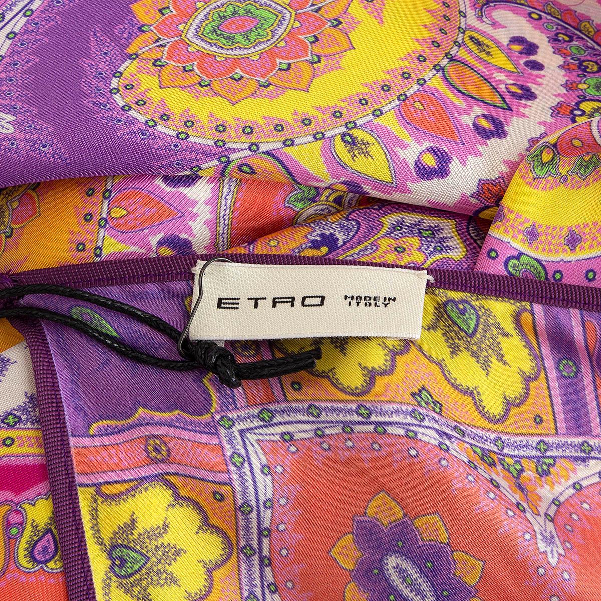 ETRO orange purple silk PAISLEY MOONLIGHT HANDKERCHIEF MAXI Dress S For Sale 3