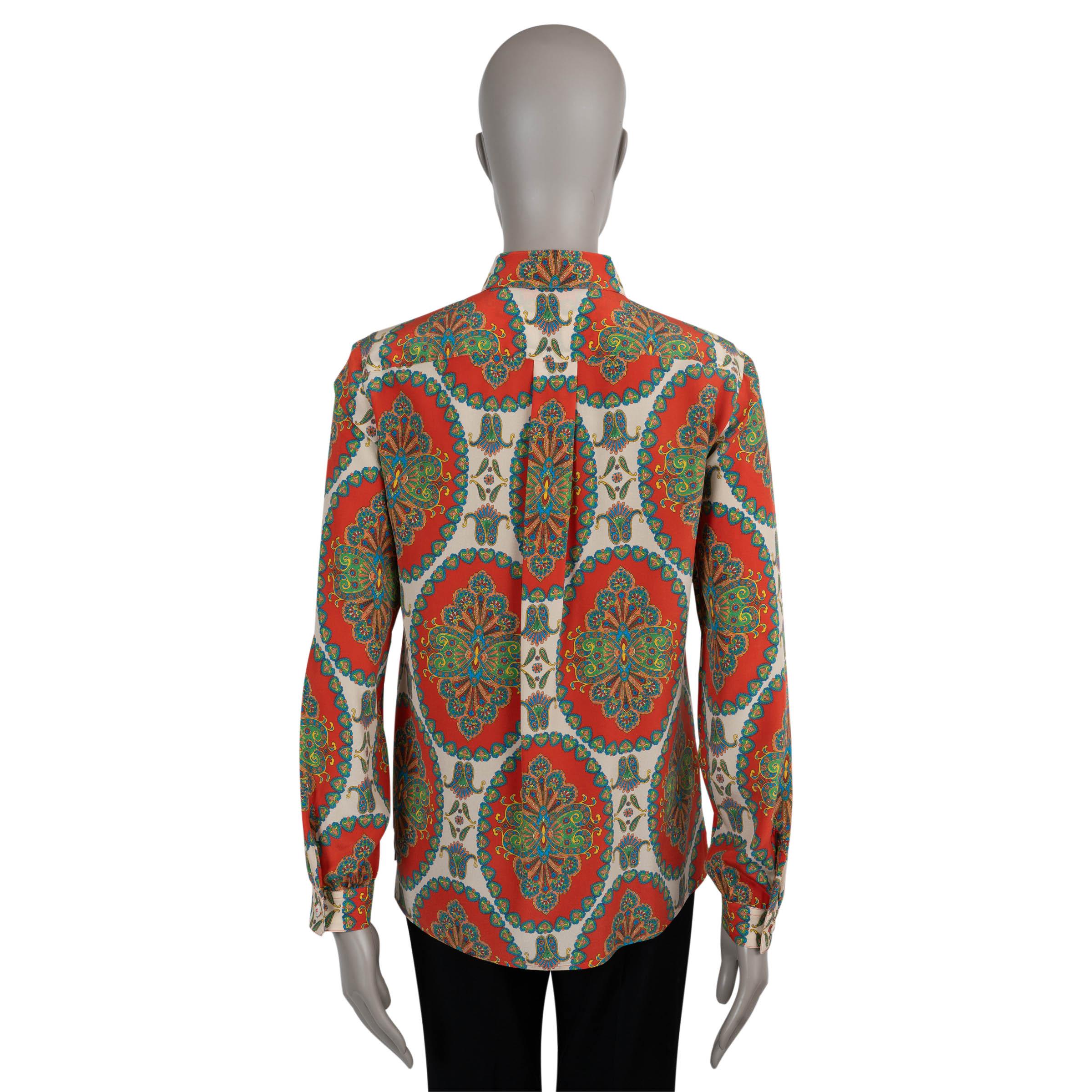 ETRO seda naranja 2022 PAISLEY PLACEMNET IMPRESO Blusa Camisa 42 M Naranja en venta