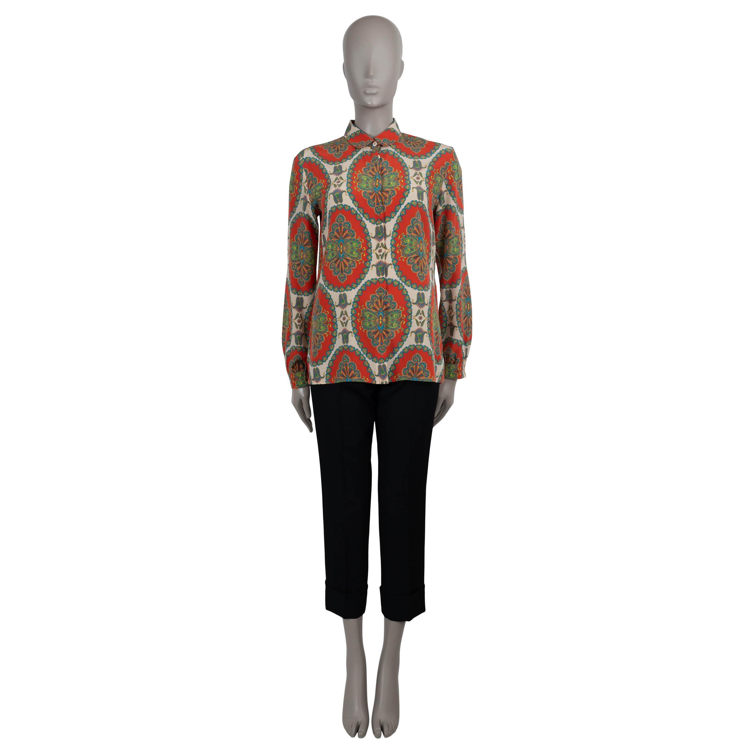 ETRO seda naranja 2022 PAISLEY PLACEMNET IMPRESO Blusa Camisa 42 M en Excelente estado para la venta en Zürich, CH