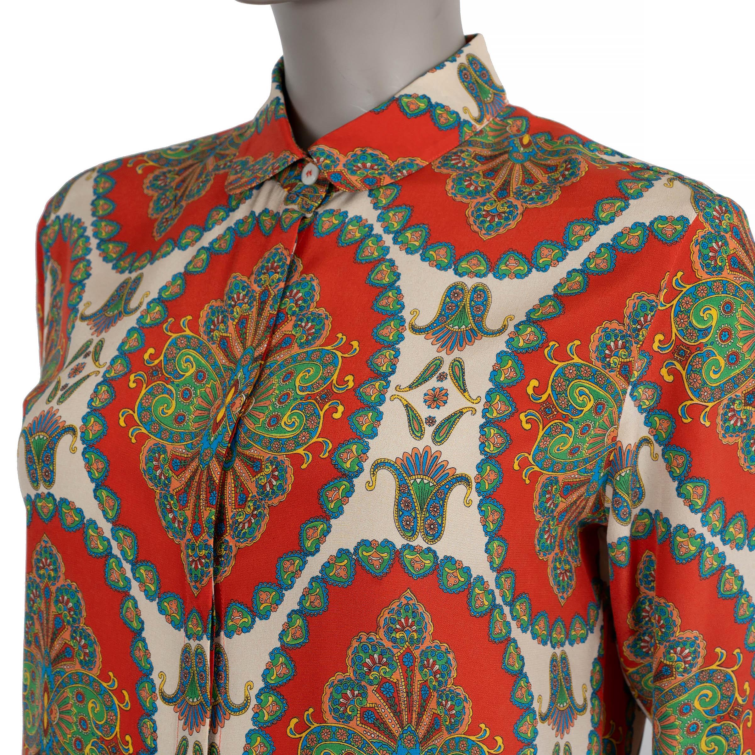 De las mujeres ETRO seda naranja 2022 PAISLEY PLACEMNET IMPRESO Blusa Camisa 42 M en venta