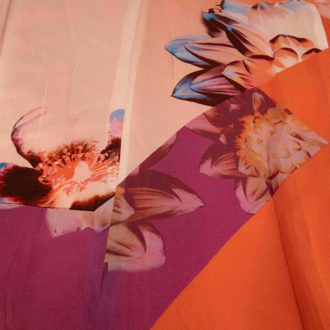 Orange Etro - Jupe longue à fleurs en soie orange - Taille M en vente