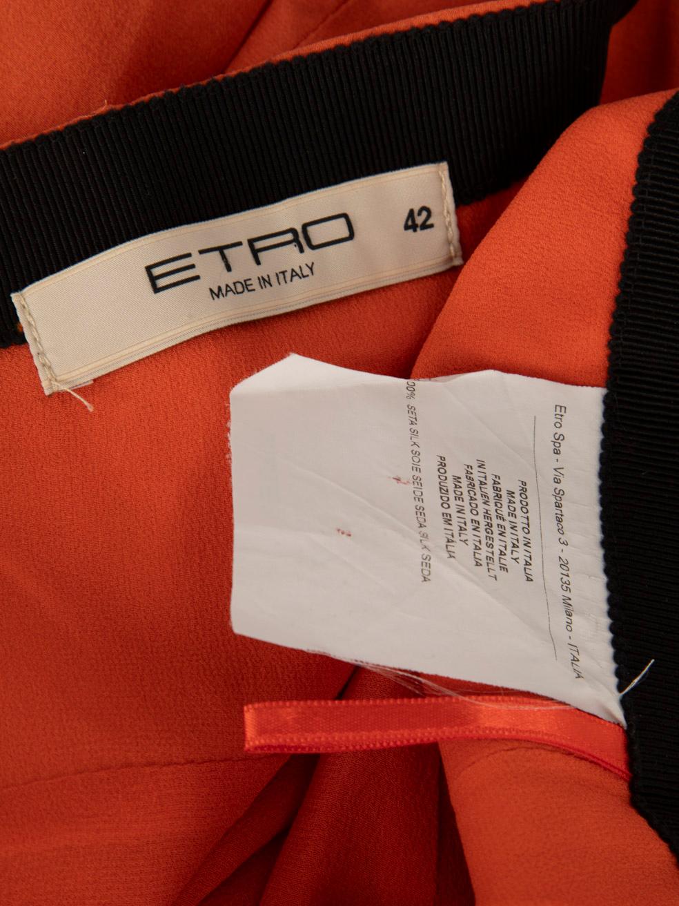 Etro - Jupe longue à fleurs en soie orange - Taille M Bon état - En vente à London, GB