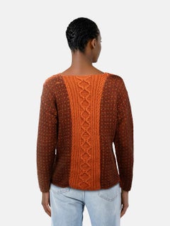 Etro Orange Wool Knit V-Neck Jumper Size S