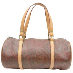 Etro Paisley Barrel 2189949 Bordeaux Canvas Satchel