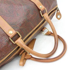 Etro Paisley Boston 195019 Burgundy Canvas Weekend/Travel Bag