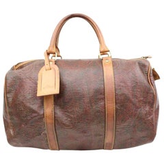 Etro Paisley Boston 195019 Burgundy Canvas Weekend/Travel Bag