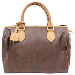 Etro Paisley Boston 82129 Burgundy Canvas Satchel