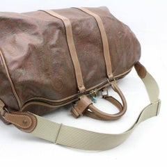 Etro Paisley Boston Duffle with Strap 866315 Brown Canvas Weekend/Travel Bag