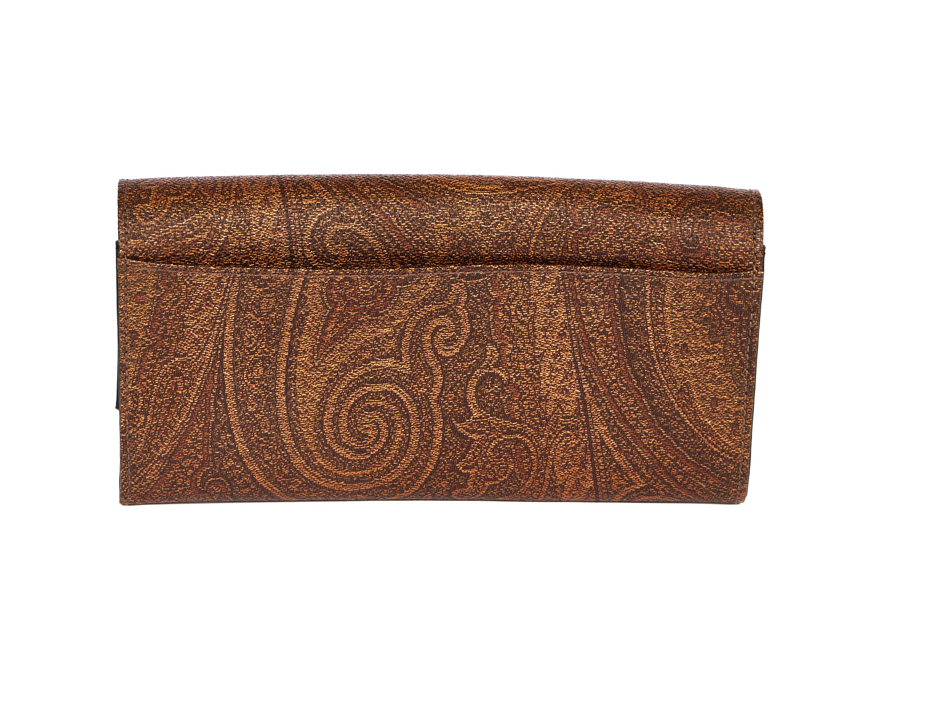 Etro Paisley Brown Long Wallet In Good Condition For Sale In West Hollywood, CA