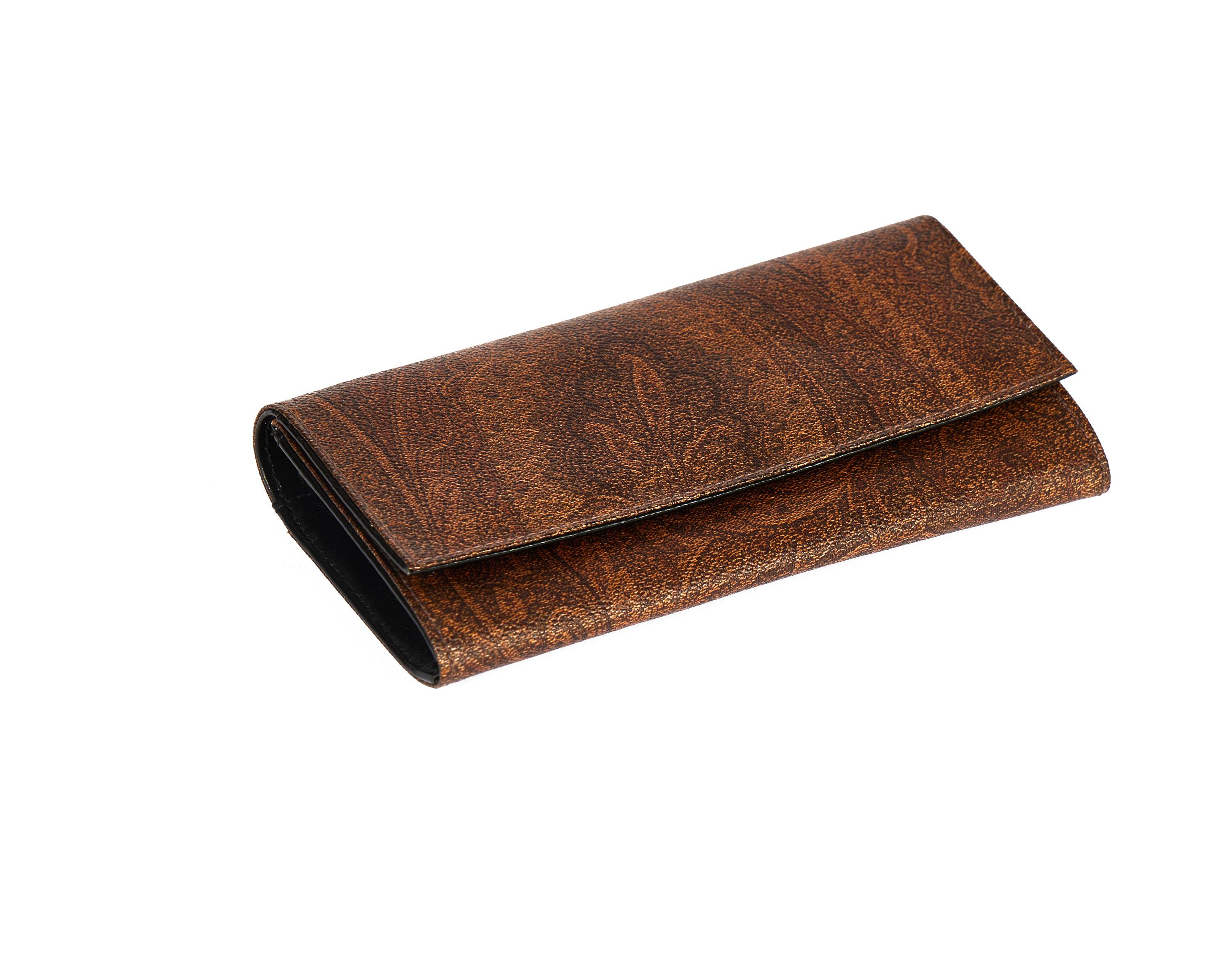 Women's or Men's Etro Paisley Brown Long Wallet For Sale