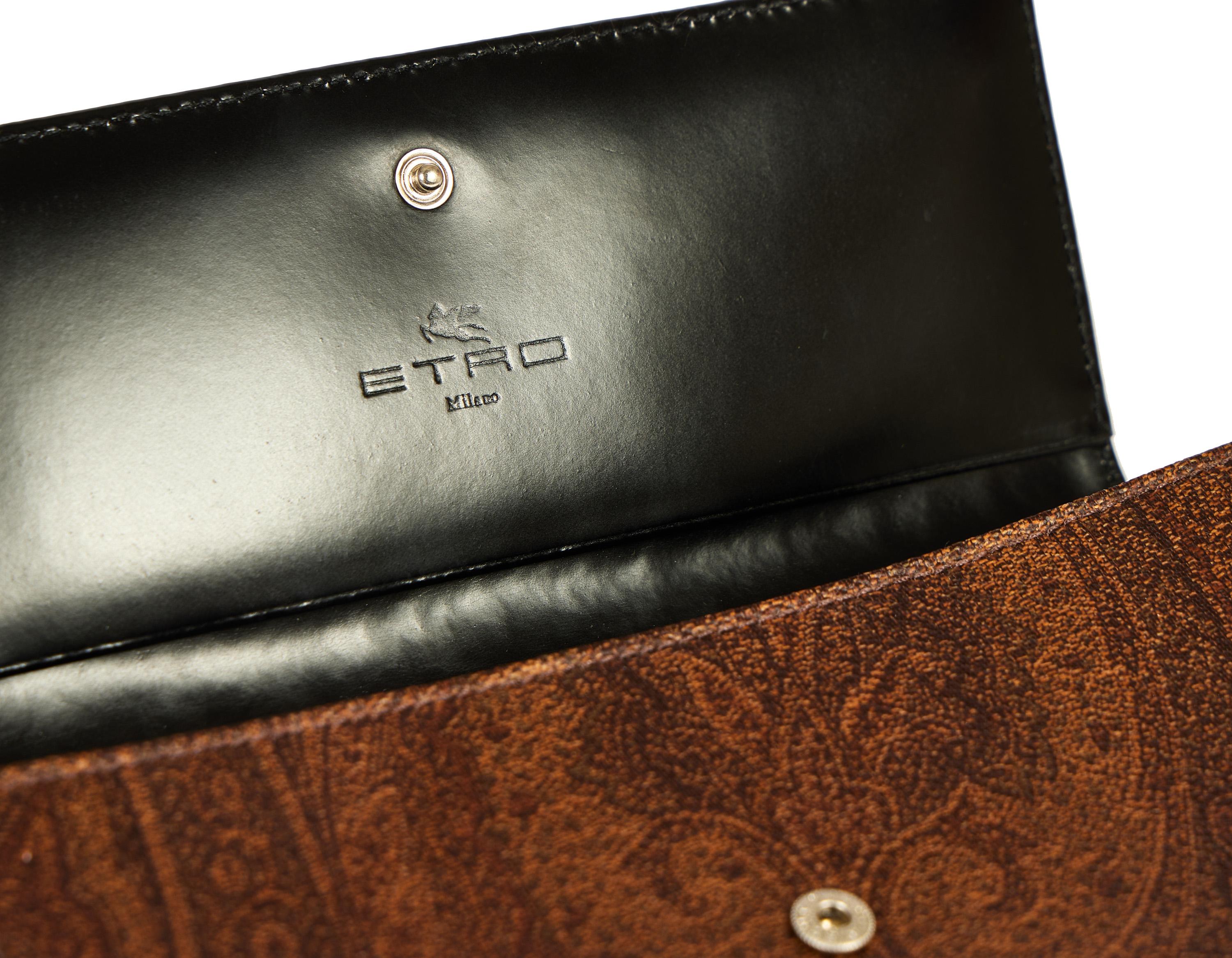 Etro Paisley Brown Long Wallet For Sale 1