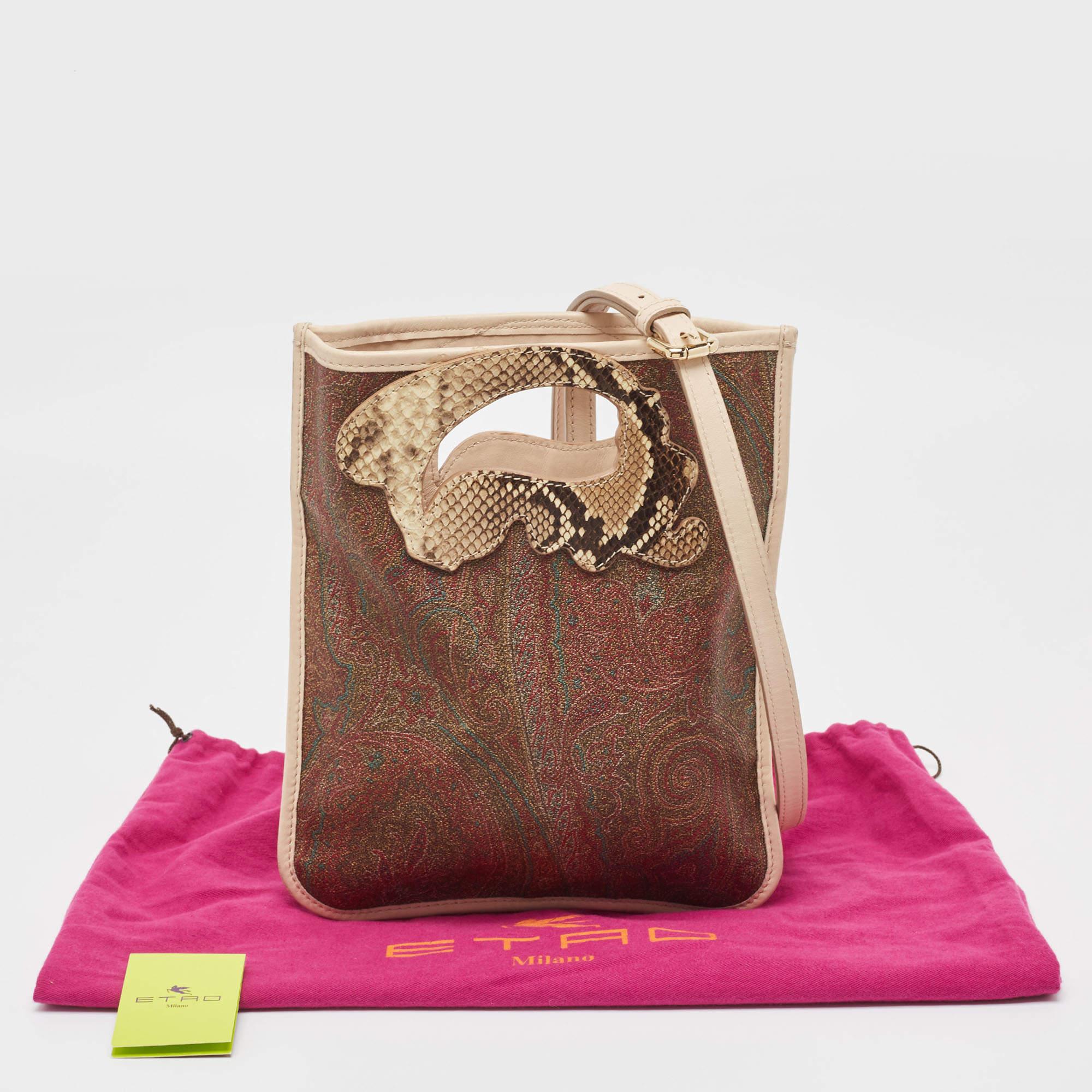 Etro Paisley Coated Canvas, Python Embossed and Leather Crossbody Bag 10