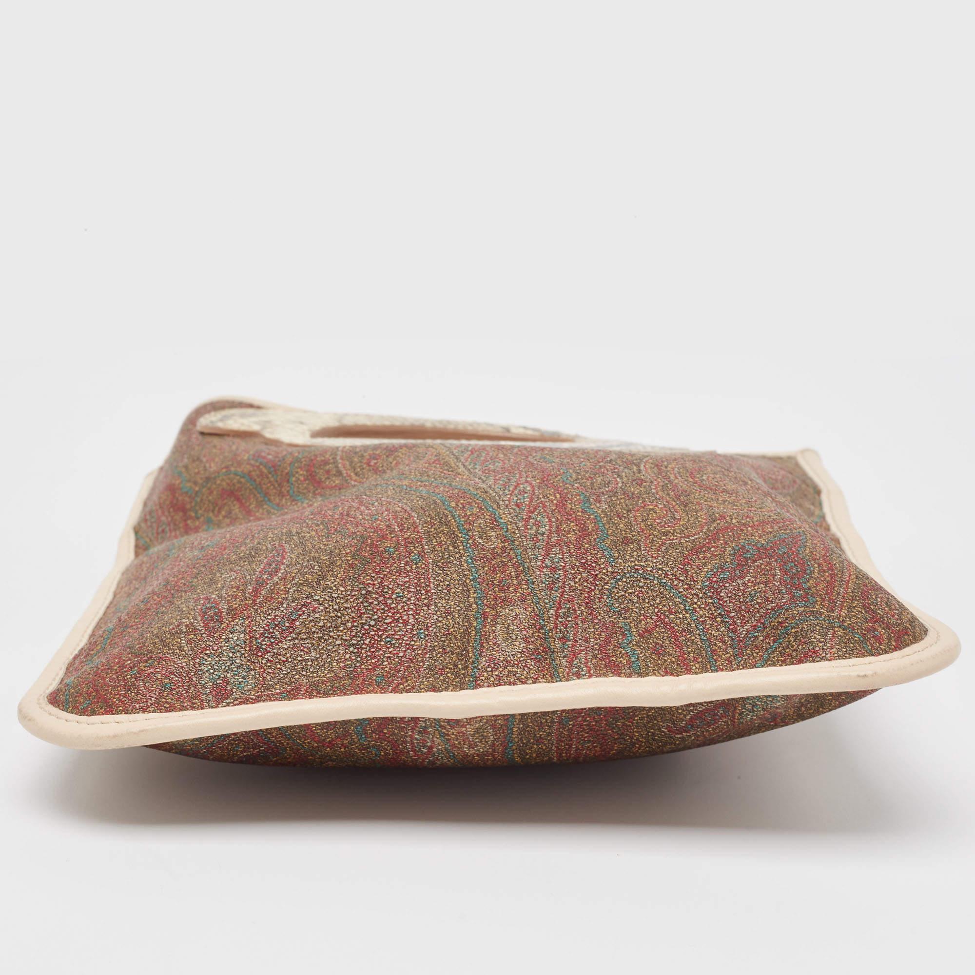 Etro Paisley Coated Canvas, Python Embossed and Leather Crossbody Bag 1