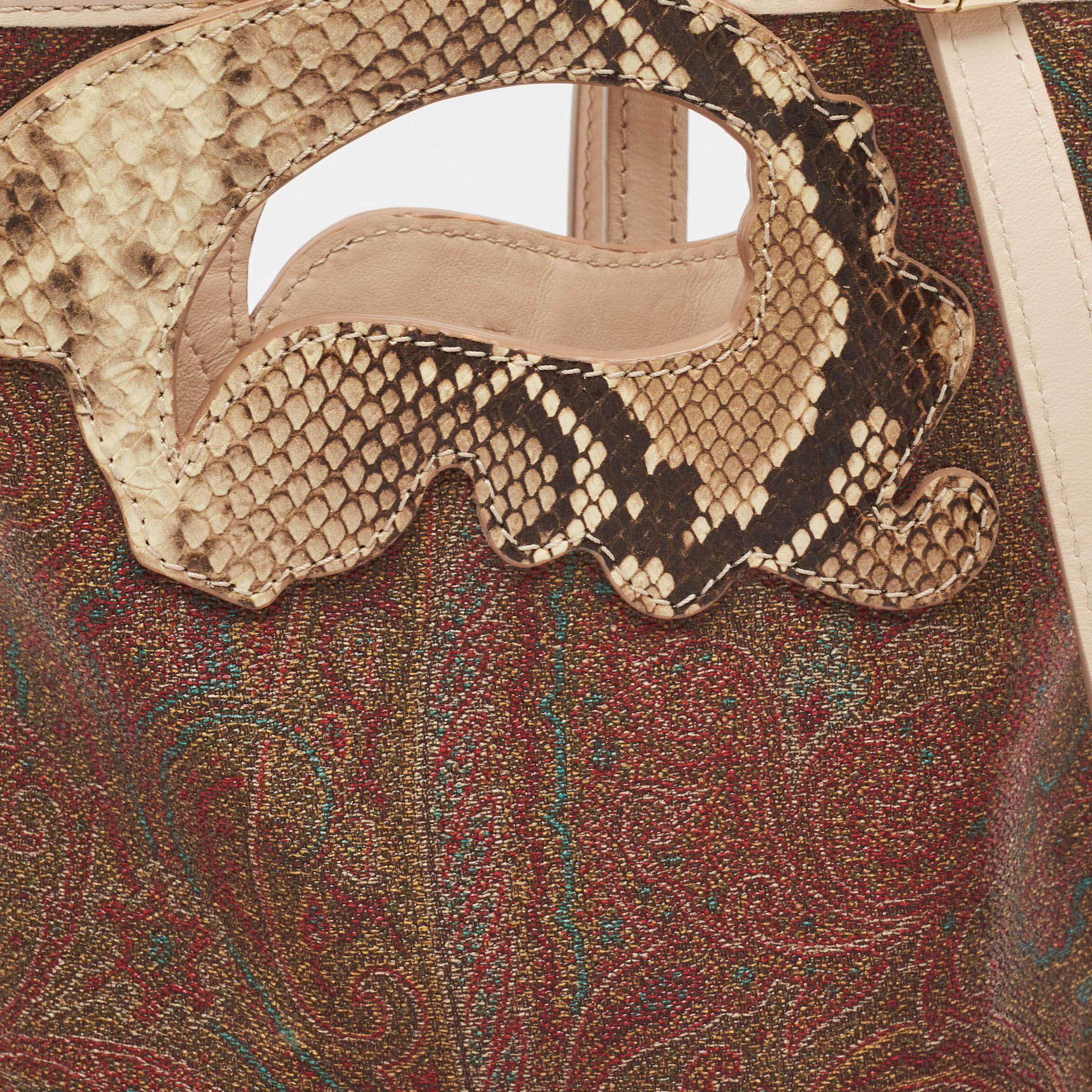 Etro Paisley Coated Canvas, Python Embossed and Leather Crossbody Bag 2
