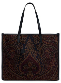 Etro Paisley Embroidered Canvas Tote Bag — Brown