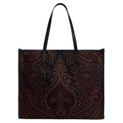 Etro Paisley Embroidered Canvas Tote Bag — Brown