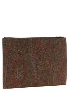 Bolso de mano de jacquard con bordado de Paisley de Etro — Marrón