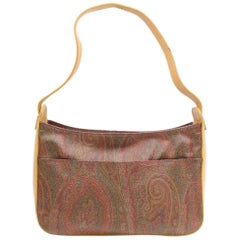 Etro Paisley Hobo 867834 Burgundy Coated Canvas Shoulder Bag