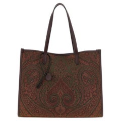 Etro Paisley Jacquard Canvas Tote Bag — Green