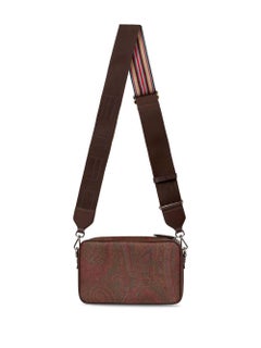 Etro Paisley Jacquard Cotton & Calfskin Shoulder Bag — Brown