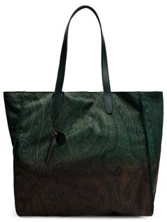 Bolso tote de nailon con estampado jacquard Paisley de Etro — Verde