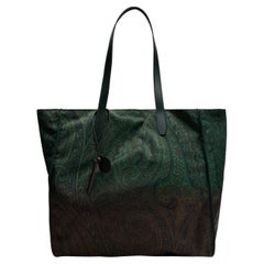 Bolso tote de nailon con estampado jacquard Paisley de Etro — Verde