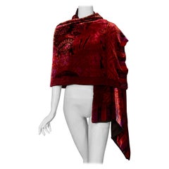 Etro Paisley Pattern Silk Velvet Shawl Reversing to a Black Cashmere Shawl