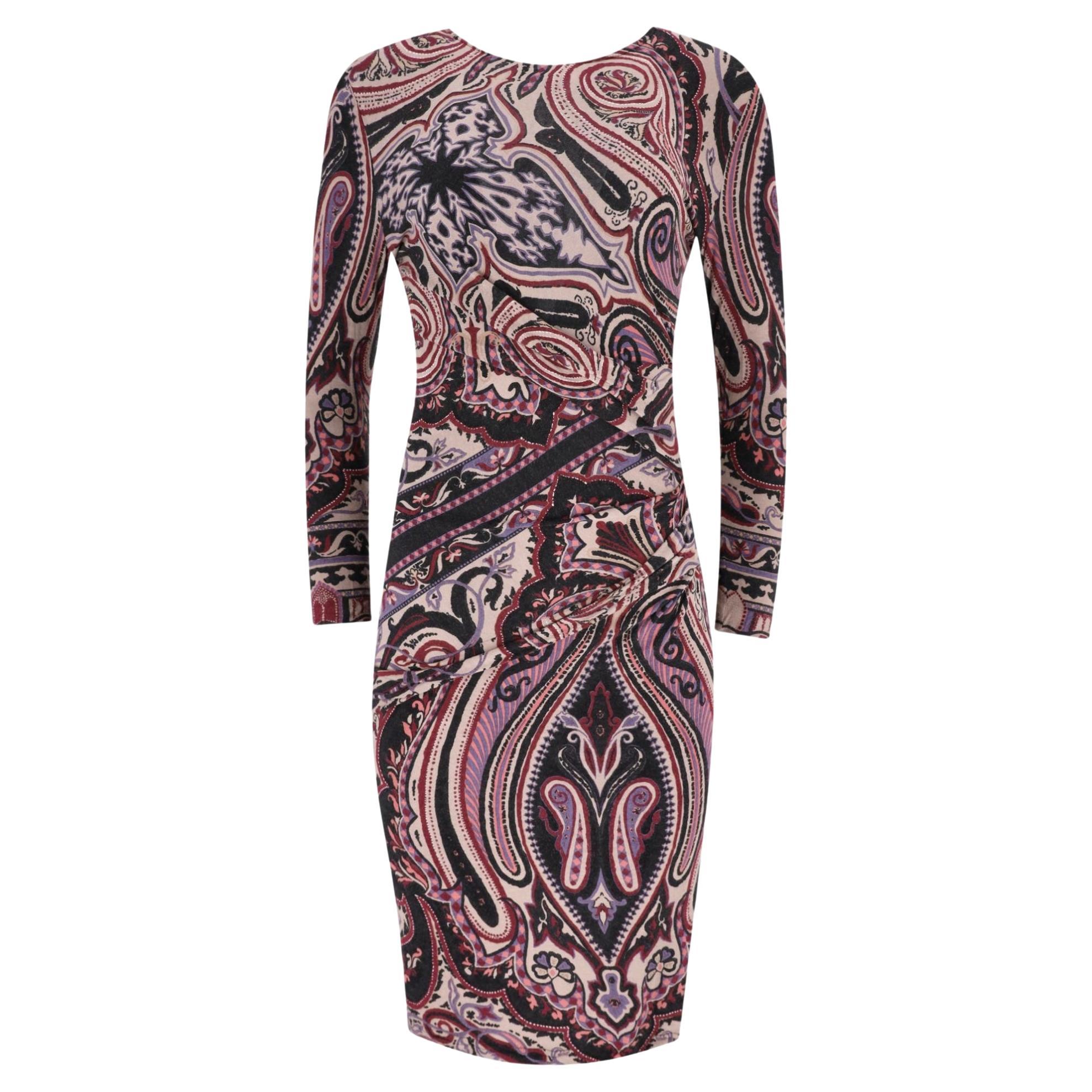 Etro - Robe ajustée en cachemire mélangé à imprimé cachemire en vente
