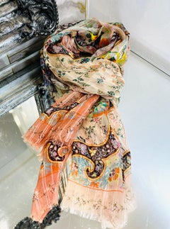 Etro Paisley Print Cashmere & Silk Scarf