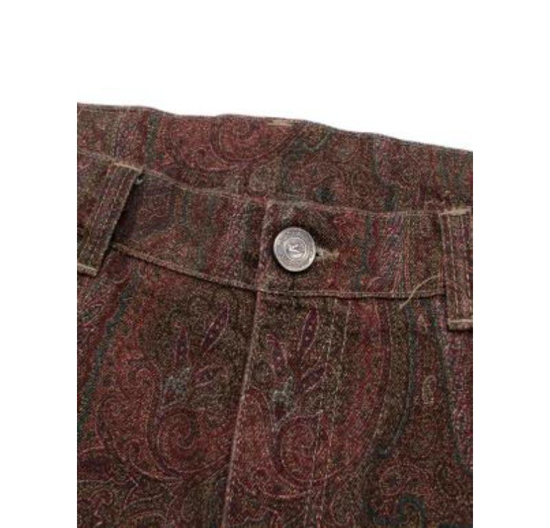 Etro Paisley Print Cotton Jeans In Good Condition For Sale In London, GB