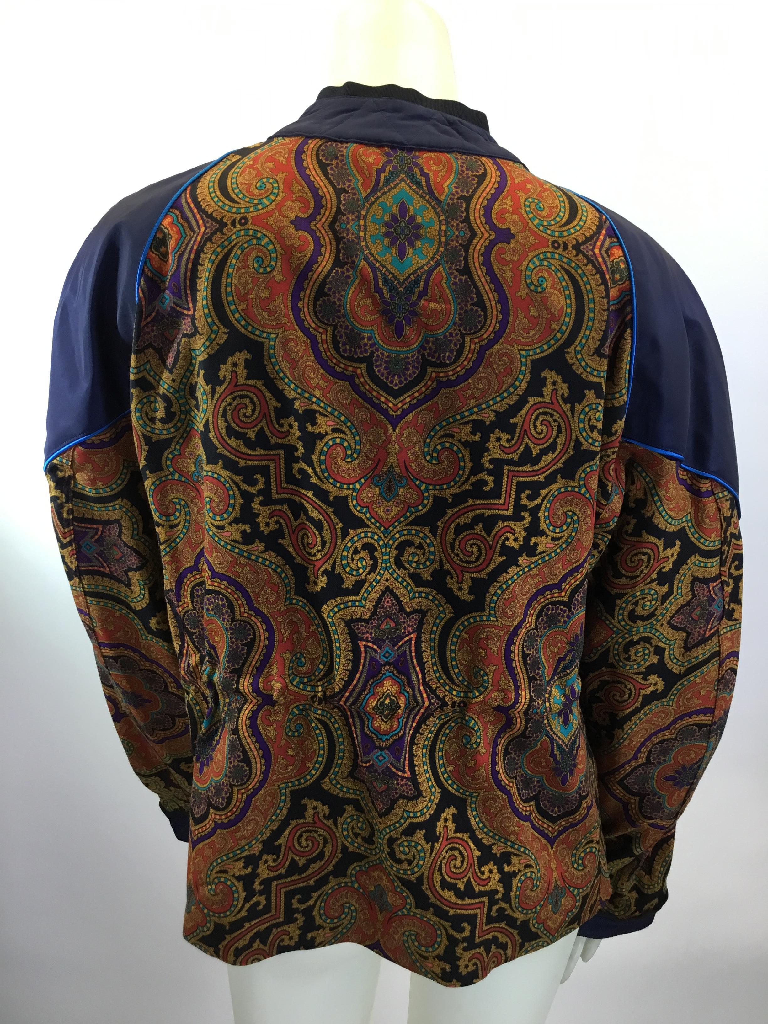 Black Etro Paisley Print Jacket with Quilted Trim NWT For Sale