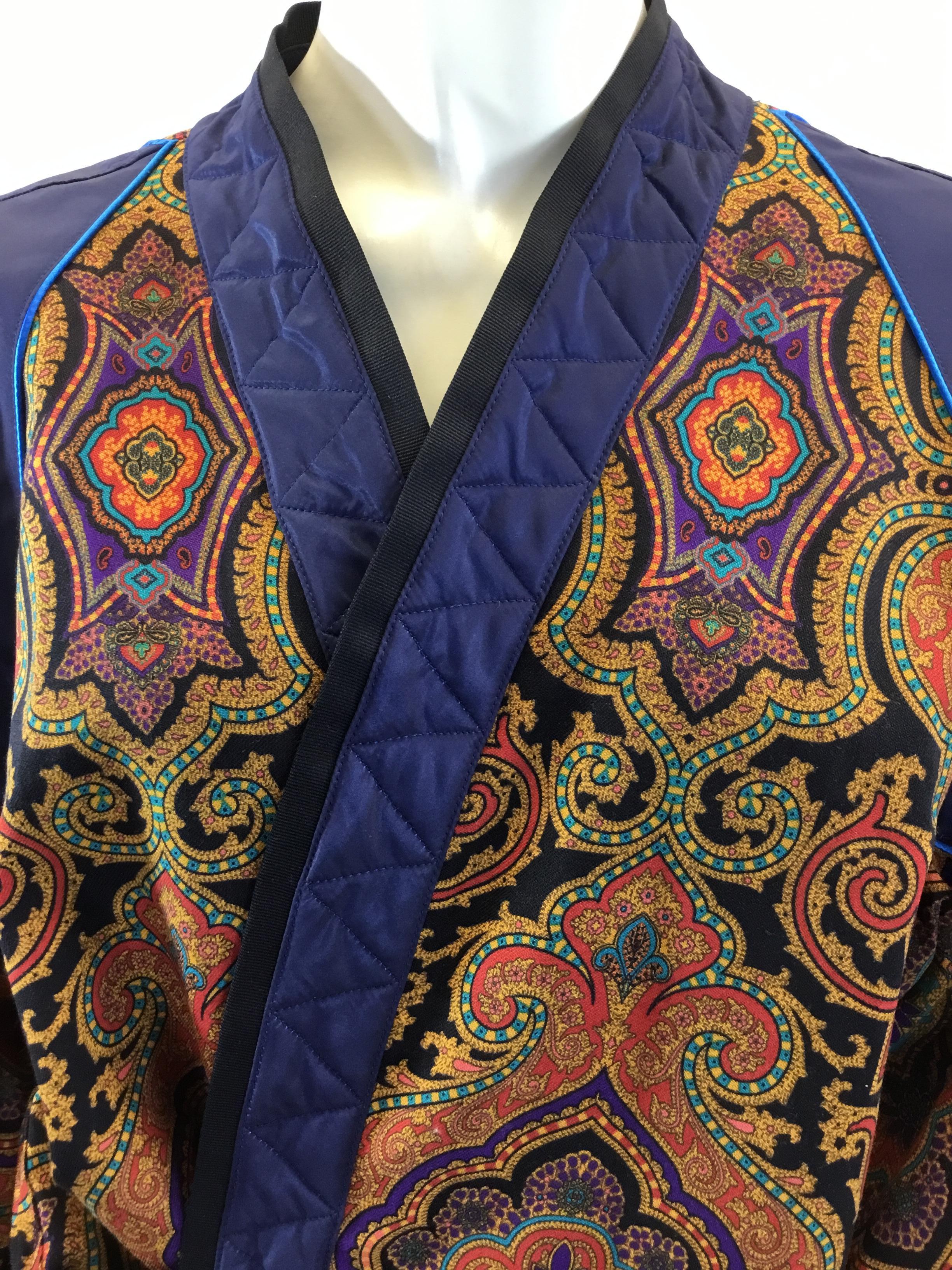 Women's Etro Paisley Print Jacket with Quilted Trim NWT For Sale