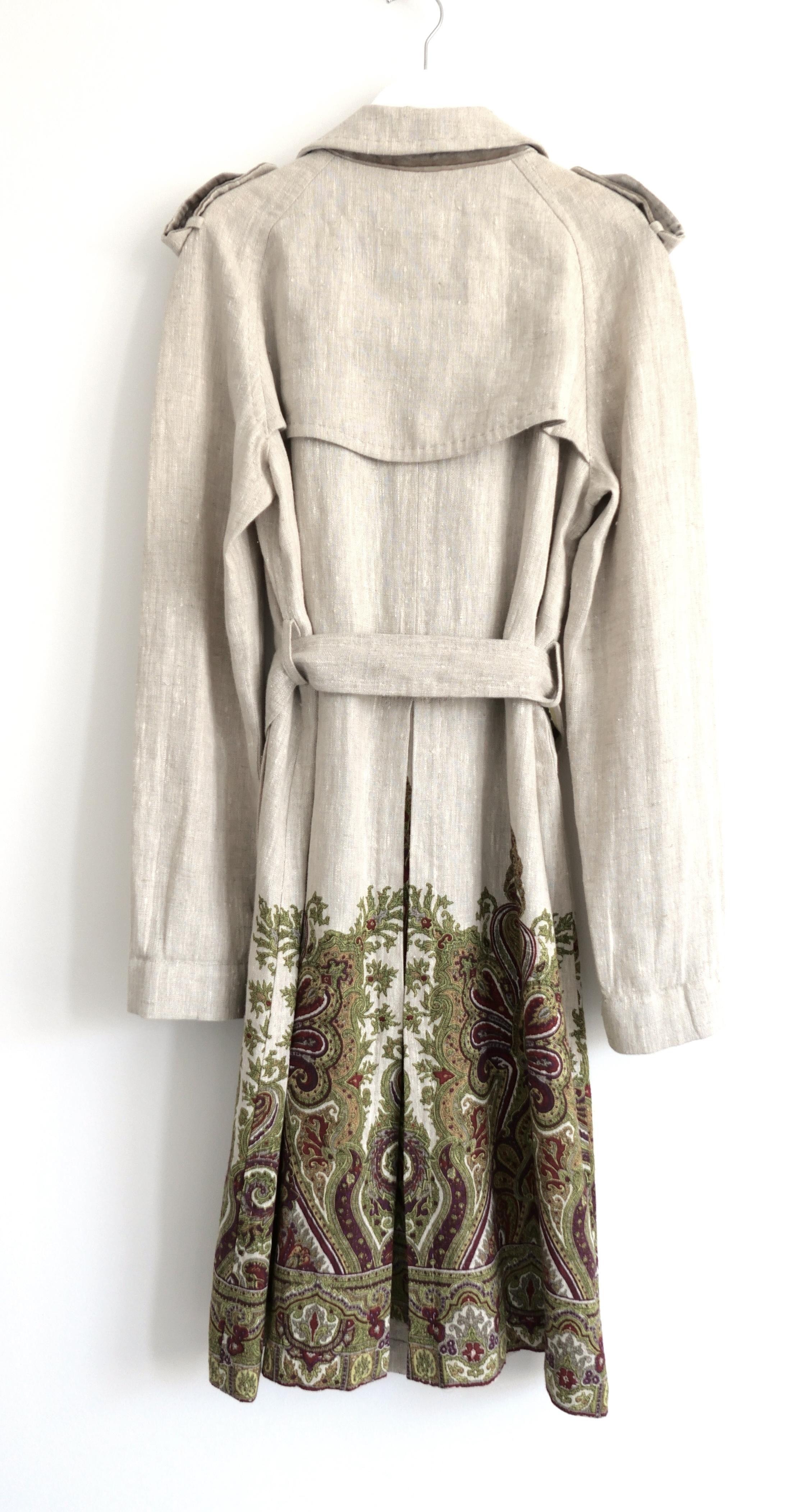 Etro Paisley Print Linren Trenchcoat MAC. im Angebot 1