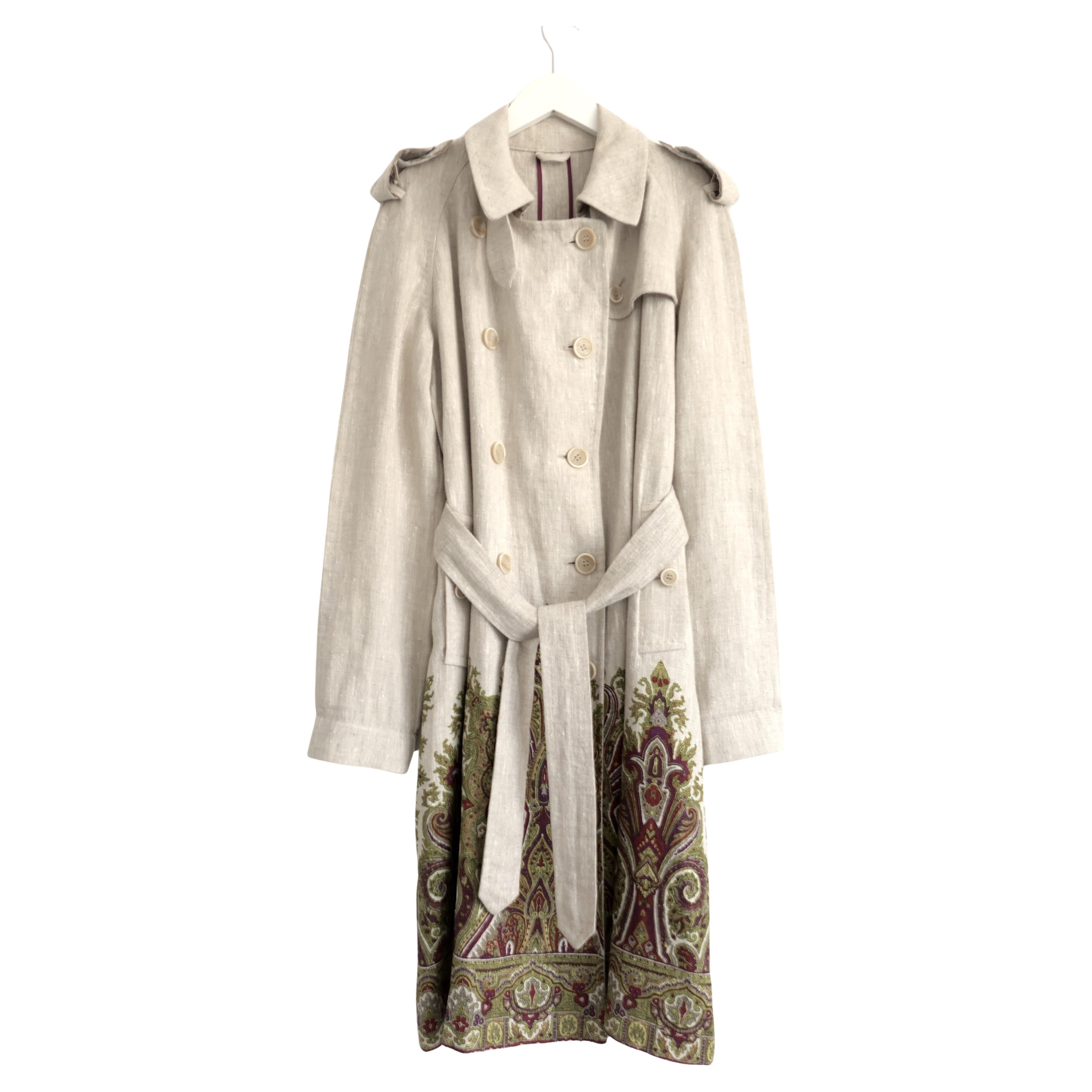 Etro Paisley Print Linren Trenchcoat MAC. im Angebot